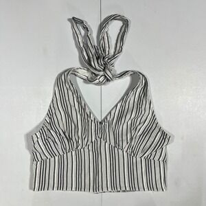 American Eagle Fisherman Indie Festival Striped Halter Crop Top Boho Women Small